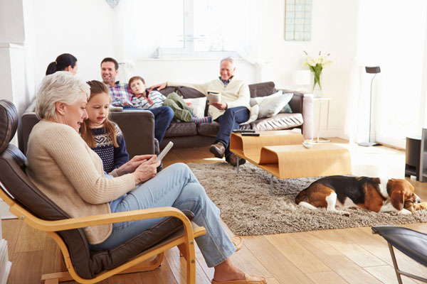 image of a family at home in winter