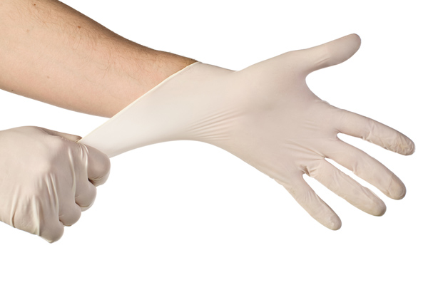 image of latex gloves used to remove dead animal from hvac system