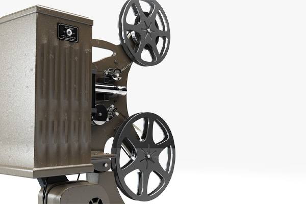 image of cinema projector depicting blockbuster and air conditioning