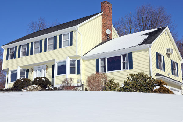 house in winter that uses heating oil