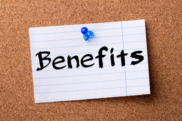 benefits written on teared note paper pinned on bulletin board depicting ductless HVAC