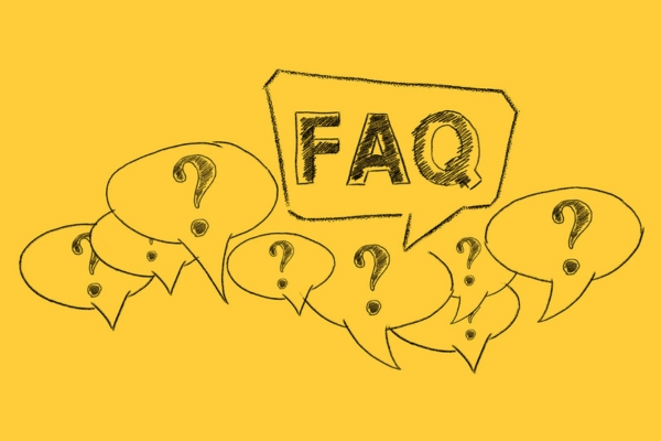 FAQ and question marks on speech bubbles depicting questions about HVAC Air Filter Replacement