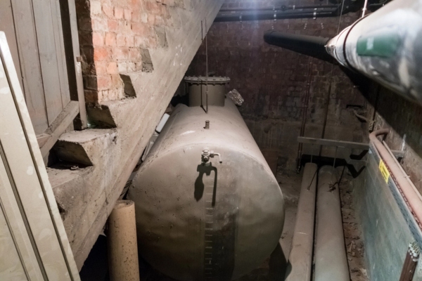 old heating oil tank in the basement