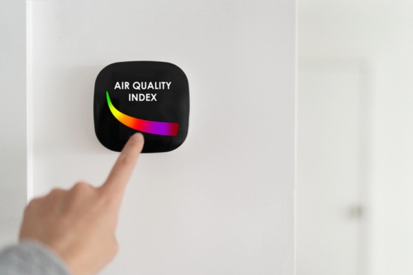 air quality index showing on a smart home device