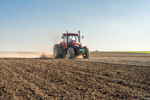 diesel farm tractor in the field